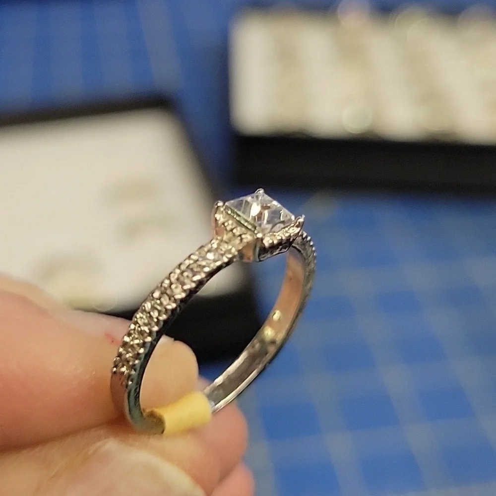Solitaire Diamond Faux Silver Tone Ring